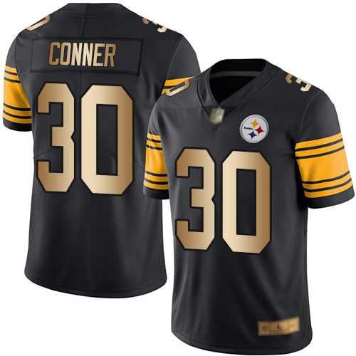 Men Pittsburgh Steelers Football #30 Limited Black Gold James Conner Rush Vapor Untouchable Nike NFL Jersey